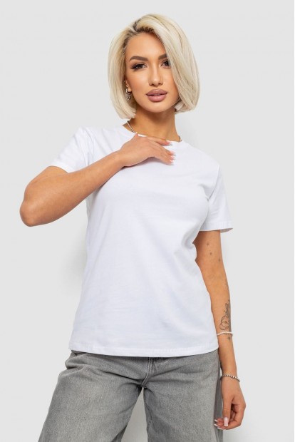 Футболка женская однотонная, цвет белый, 204R3333