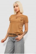 Футболка женская с принтом, цвет бежевый, 244R2214-6 - фото № 2