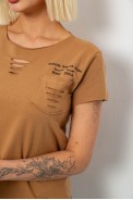 Футболка женская с принтом, цвет бежевый, 244R2214-6 - фото № 4