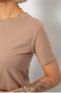 Футболка женская однотонная, цвет бежевый, 204R3333 - фото № 4
