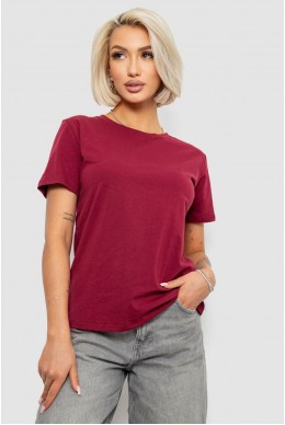 Футболка женская однотонная, цвет бордовый, 204R3333