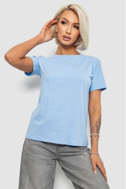 Футболка женская однотонная, цвет голубой, 204R3333