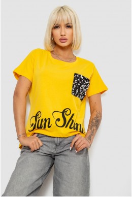 Футболка женская с принтом, цвет желтый, 244R2057