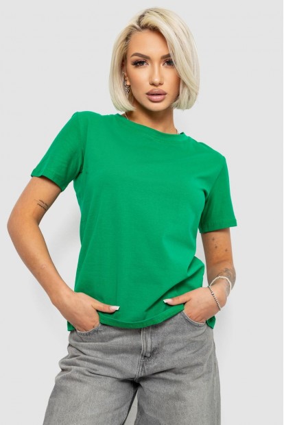 Футболка женская однотонная, цвет зеленый, 204R3333