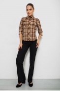 Рубашка женская в клетку, цвет коричневый, 230R063 - фото № 1