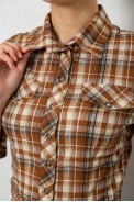 Рубашка женская в клетку, цвет коричневый, 230R063 - фото № 4
