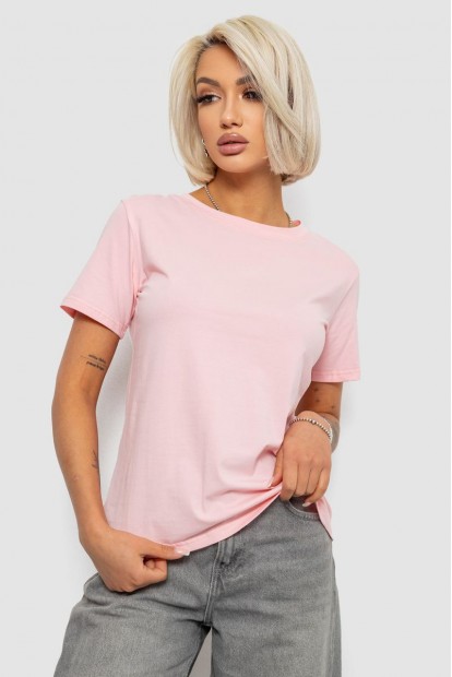 Футболка женская однотонная, цвет светло-розовый, 204R3333
