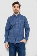 Рубашка мужская в клетку c принтом, цвет синий, 186RM04 - фото № 0