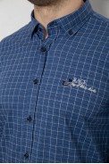 Рубашка мужская в клетку c принтом, цвет синий, 186RM04 - фото № 4