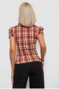 Сорочка жіноча в клітку, колір теракотовий, 230R065-5 оптом - фото № 3