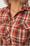 Сорочка жіноча в клітку, колір теракотовий, 230R065-5 оптом - фото № 4
