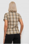 Сорочка жіноча в клітку, колір бежевий, 230R065-5 оптом - фото № 3