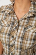 Сорочка жіноча в клітку, колір бежевий, 230R065-5 оптом - фото № 4