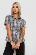 Сорочка жіноча в клітку, колір сірий, 230R065-5 оптом - фото № 0