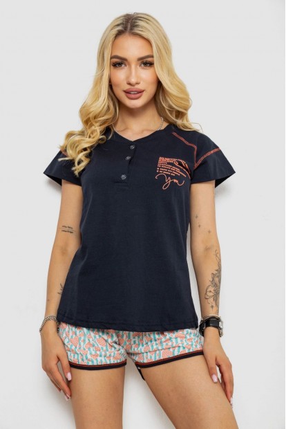 Піжама жіноча з принтом  -уцінка, колір синій, 243R0004-P10-U