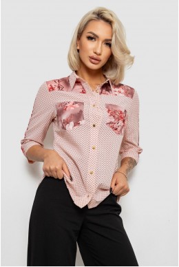 Блуза в горошек с принтом, цвет персиковый, 230R7215-1