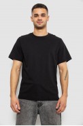 Футболка чоловіча однотонна, колір чорний, 241R1900 - фото № 0