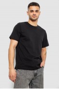 Футболка чоловіча однотонна, колір чорний, 241R1900 - фото № 2
