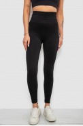 Лосины женские однотонные с принтом, цвет черный, 214R932 - фото № 0