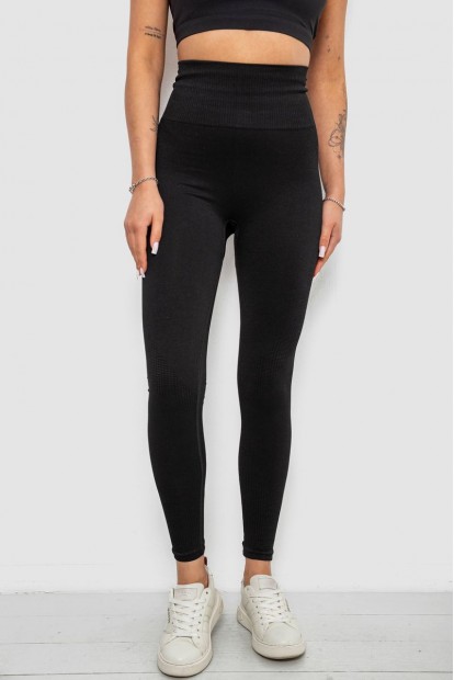 Лосини жіночі однотонні з принтом, колір чорний, 214R932