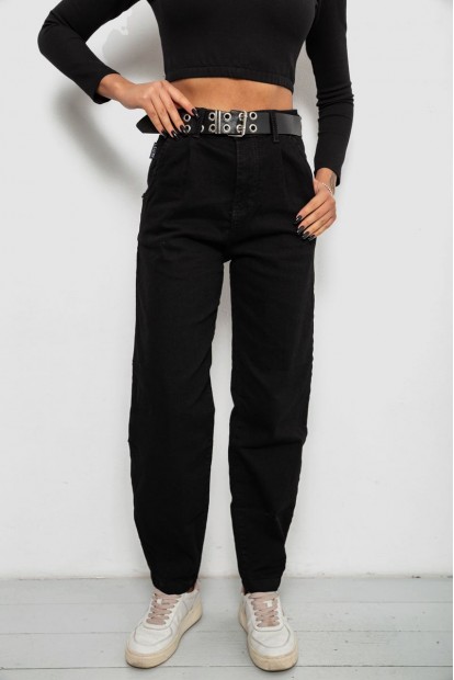 Джинсы женские однотонные Balon, цвет черный, 244R001171