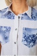Блуза в горошек с принтом, цвет белый, 230R7215-1 - фото № 4