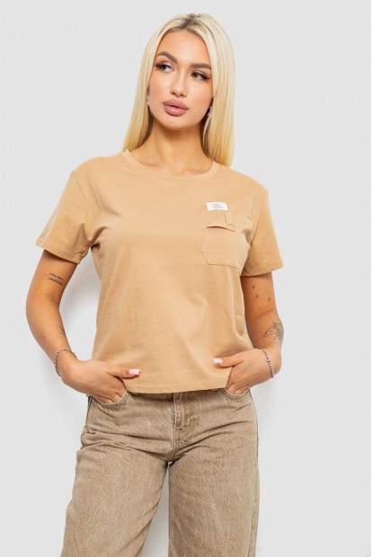 Футболка женская с принтом, цвет бежевый, 221R330