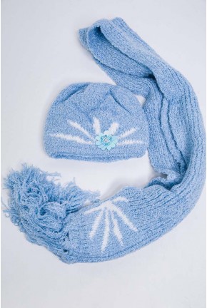 Дитячий комплект шапка + шарф, блакитного кольору, 167R8883