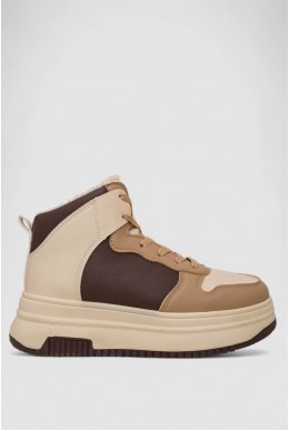 Кроссовки женские зимние на меху  -уценка, цвет бежево-коричневый, 248RAM01-U-1