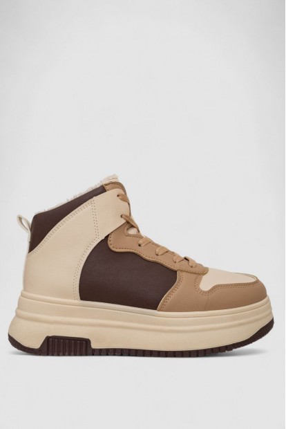 Кроссовки женские зимние на меху  -уценка, цвет бежево-коричневый, 248RAM01-U-1