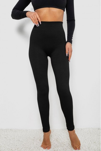 Лосіни у рубчик утеплені, колір чорний, 139RA9015