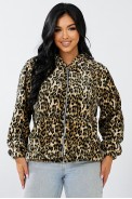 Бомбер жіночий з капюшоном  -уцінка, колір леопардовий, 257R48-U-2 - фото № 0
