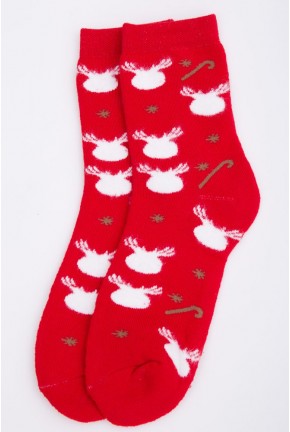Жіночі новорічні шкарпетки червоно-білого кольору з принтом 151R2326