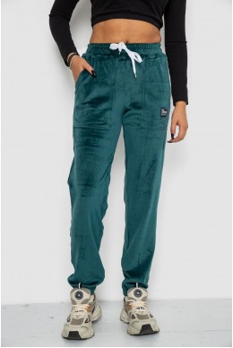 Штани жіночі велюрові  -уцінка, колір зелений, 247R7551-U