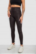 Лосины женские однотонные с принтом, цвет черный, 214R928 оптом - фото № 2