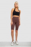 Велотреки женские однотонные в рубчик, цвет шоколадный, 214R264 оптом - фото № 1
