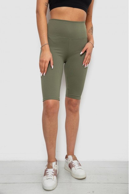 Велотреки жіночі однотонні в рубчик, колір темно-оливковий, 214R264