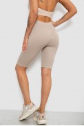 Велотреки жіночі однотонні в рубчик, колір світло-бежевий, 214R264 - фото № 3