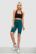 Велотреки женские однотонные в рубчик, цвет темно-зеленый, 214R264 - фото № 1