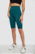 Велотреки женские однотонные в рубчик, цвет темно-зеленый, 214R264 - фото № 2