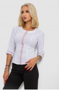 Блуза классическая с вышивкой  -уценка, цвет белый, 230R03-1-U-1 - фото № 2