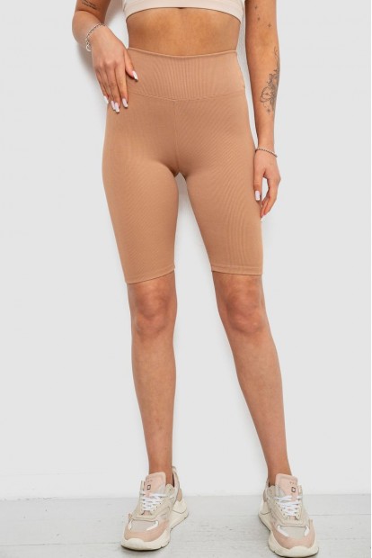 Велотреки жіночі однотонні в рубчик, колір темно-бежевий, 214R264