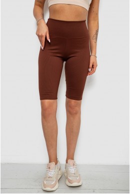 Велотреки жіночі однотонні в рубчик, колір коричневий, 214R264