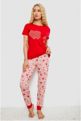 Пижама женская с принтом, цвет красный, 243R15726