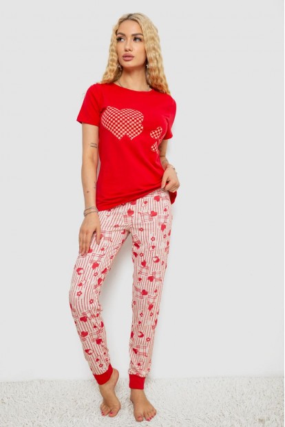 Пижама женская с принтом, цвет красный, 243R15726
