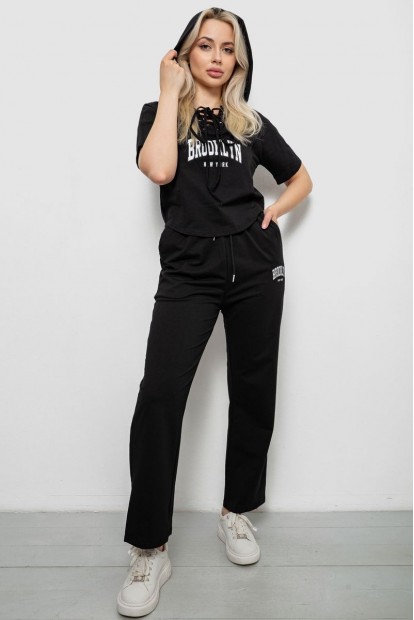 Спортивный костюм женский, цвет черный, 221R106