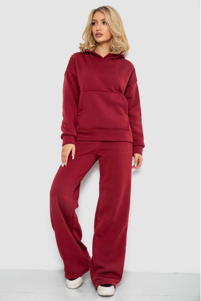 Спортивный костюм женский на флисе  -уценка, цвет бордовый, 177R056-U-7