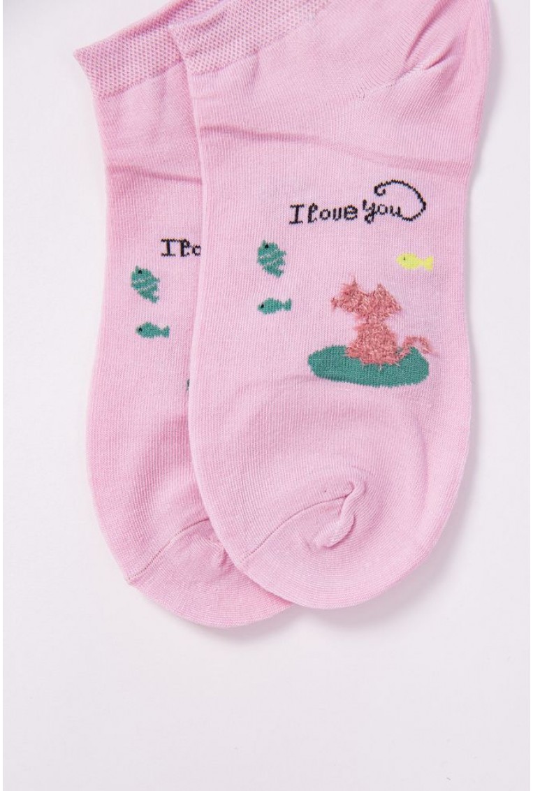 Купить Женские короткие носки с принтом цвет Розовый 151RBY-37 - Фото №2