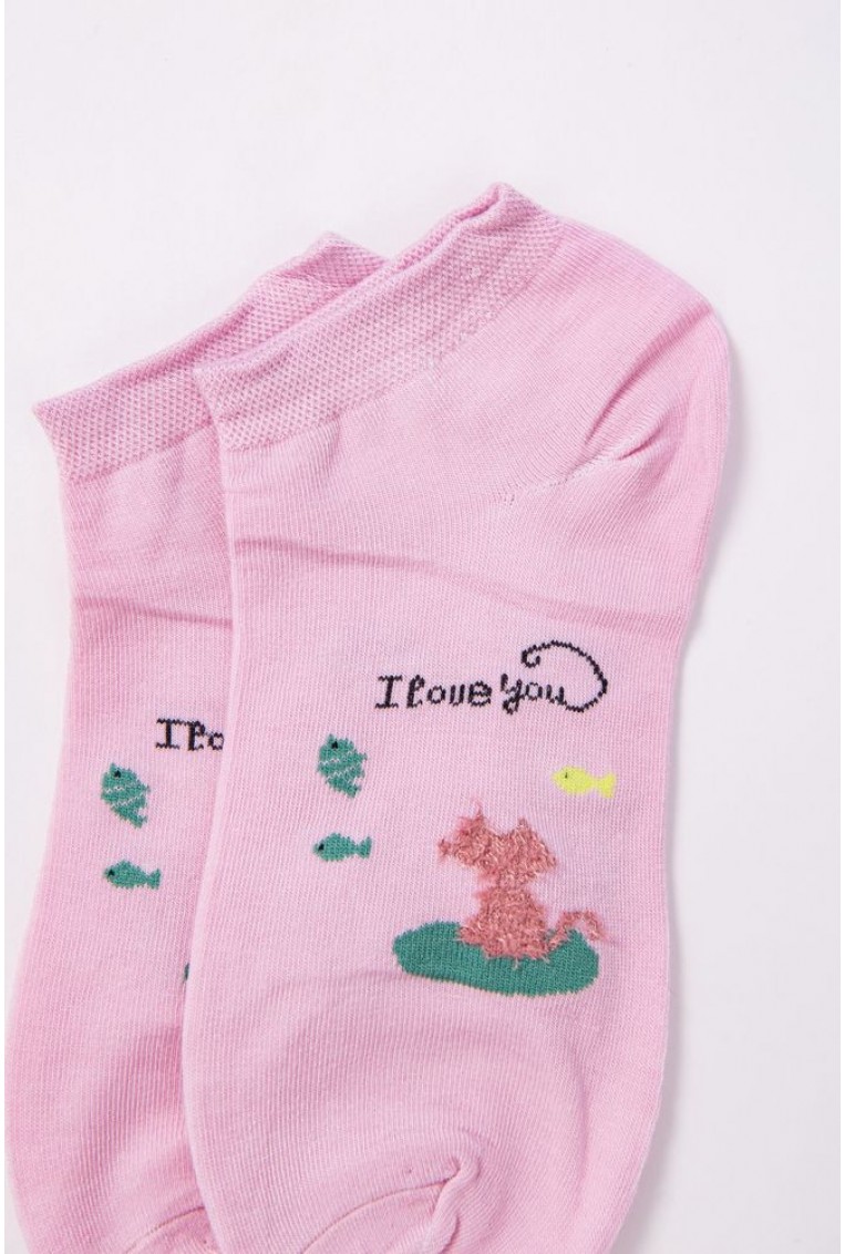 Купить Женские короткие носки с принтом цвет Розовый 151RBY-37 - Фото №3