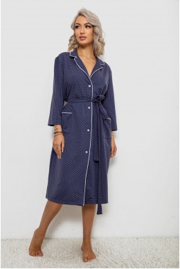 Халат женский домашний в горошек, цвет синий, 257R334